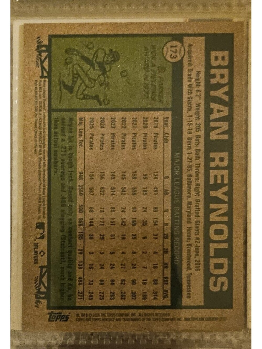 2026 Topps Heritage #173 Bryan Reynolds - Pirates - Picture 2 of 2